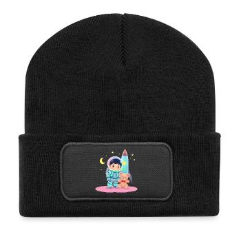 Astronaut with teddy bear - Recycled Patch Beanie - black - Front