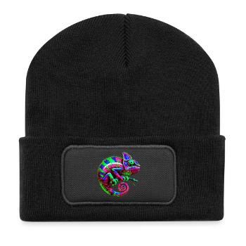 Chamäleon - Recycelte Patch Beanie - Schwarz - Vorne