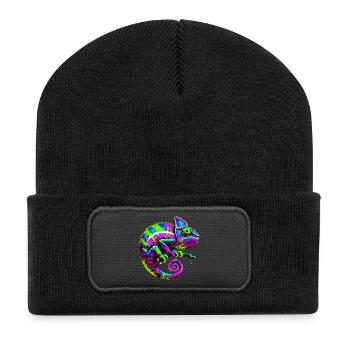 Chamäleon - Recycelte Patch Beanie - Schwarz - Vorne