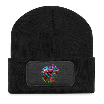 Chamäleon - Recycelte Patch Beanie - Schwarz - Vorne