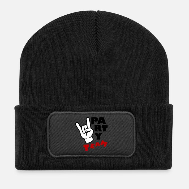 Party Team Lustig - Recycelte Patch Beanie - Schwarz