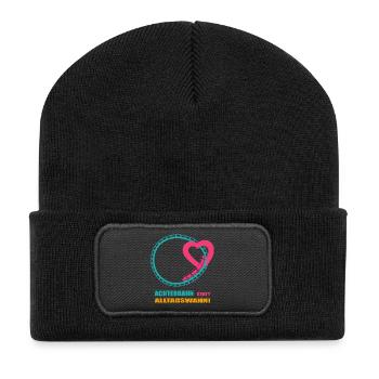 Des montagnes russes au lieu de la folie quotidienne - Beanie recyclé à patch - noir - Devant