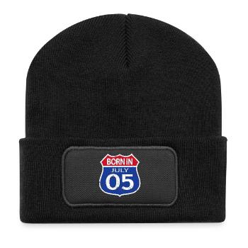 Jahrgang Juli 2005 - Recycelte Patch Beanie - Schwarz - Vorne