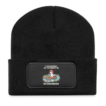 Einhorn Kanufahrt - Recycelte Patch Beanie - Schwarz - Vorne