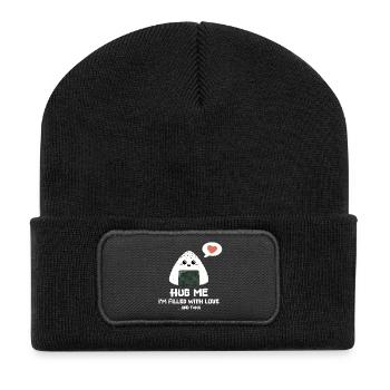 Hug me - Onigiri filled with love and tuna - Recycelte Patch Beanie - Schwarz - Vorne