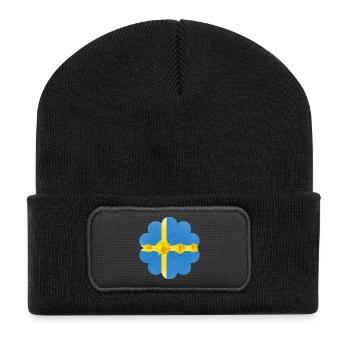 Sweden Dandelion Blossoms Sweden Flag - Recycled Patch Beanie - black - Front