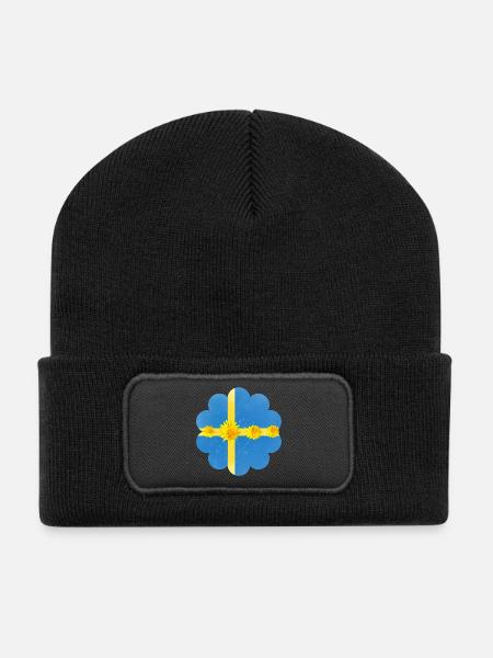Sweden Dandelion Blossoms Sweden Flag - Recycled Patch Beanie - black