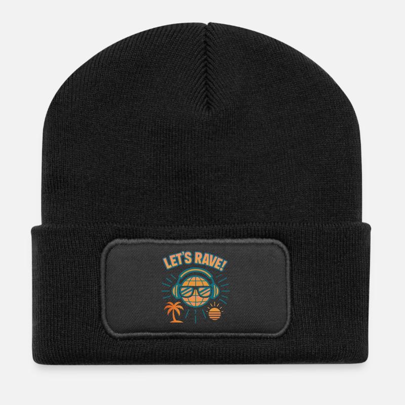 Lets rave - Recycelte Patch Beanie - Schwarz