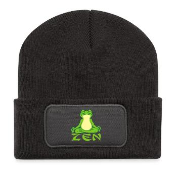 Grenouille qui fait du yoga - Beanie recyclé à patch - charbon - Devant