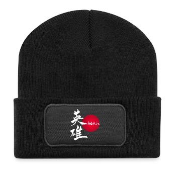 Le mot héros en japonais - Beanie recyclé à patch - noir - Devant