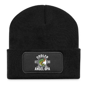 Cooler Angel Opa Fischen Ruhestand - Recycelte Patch Beanie - Schwarz - Vorne