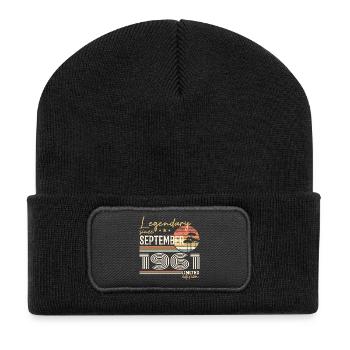 Septembre 1961 Né en Septembre 1961 September 1961 - Beanie recyclé à patch - noir - Devant