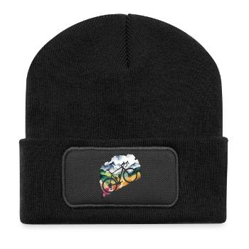 Mountain Biking Adventure Scene - Recycled Patch Beanie - black - Front