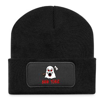 Boo Time Gespenst - Recycelte Patch Beanie - Schwarz - Vorne
