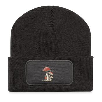 Magical toadstools in the forest illustrated - Recycled Patch Beanie - dark grey - Front