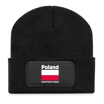 Drapeau de la Pologne avec slogan patriotique - Beanie recyclé à patch - noir - Devant