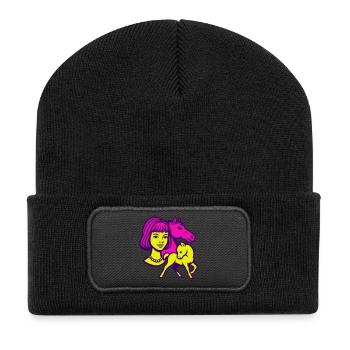 Fille Cheval Pop Art - Beanie recyclé à patch - noir - Devant