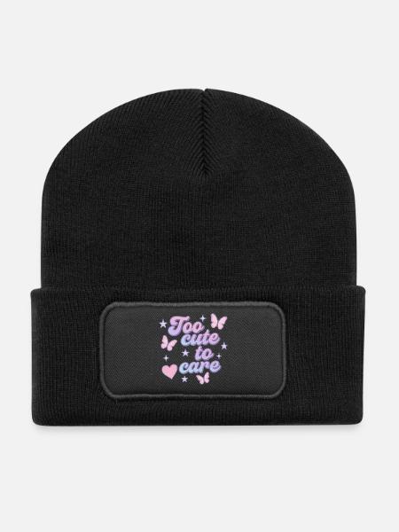 too cute to care - Recycelte Patch Beanie - Schwarz
