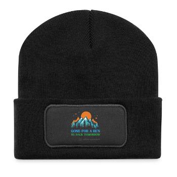 Zum Laufen gegangen – Bin morgen wieder da – Ultraläufer - Recycelte Patch Beanie - Schwarz - Vorne