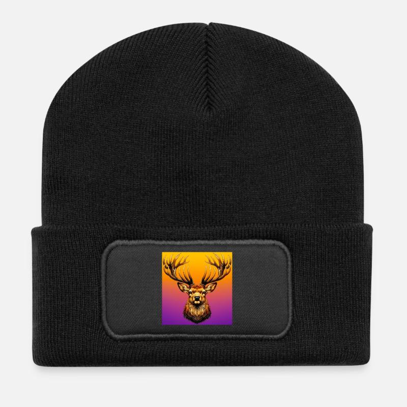 Hirsch - Recycelte Patch Beanie - Schwarz
