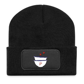 Bretonische Schüsseln mit dem Buchstaben P - Recycelte Patch Beanie - Schwarz - Vorne