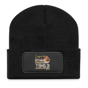 Oktober 1963 Geschenk - Genial seit Oktober 1963 - Recycelte Patch Beanie - Schwarz - Vorne