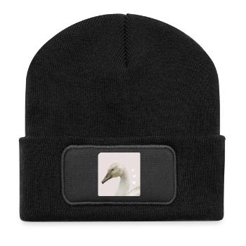 junger schwan weißer Schwan Höckerschwan - Recycelte Patch Beanie - Schwarz - Vorne