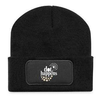 Dot Happens Morse Code Spaß - Recycelte Patch Beanie - Schwarz - Vorne