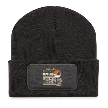 Oktober 1989 Geschenk - Genial seit Oktober 1989 - Recycelte Patch Beanie - Dunkelgrau - Vorne