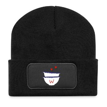 Bretonischer Buchstabe mit Schalen - Recycelte Patch Beanie - Schwarz - Vorne