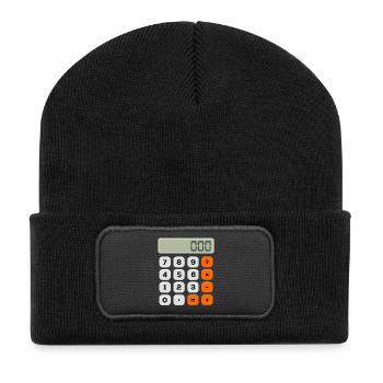 Zahlentag Minimalistischer Rechner Numerisches Muster - Recycelte Patch Beanie - Schwarz - Vorne