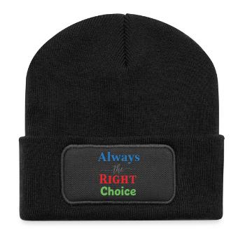 Lebendiges mehrfarbiges Typografie-Design - Recycelte Patch Beanie - Schwarz - Vorne