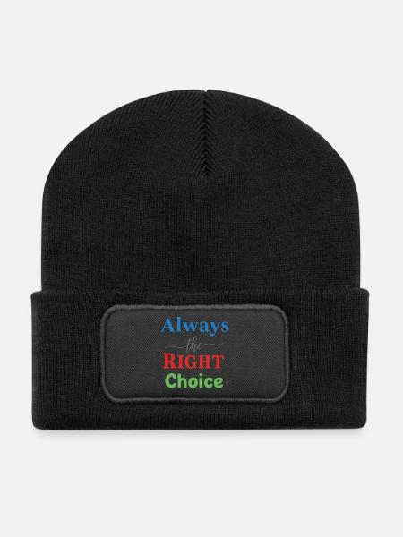 Vivid Multicolour Typography Design - Recycled Patch Beanie - black