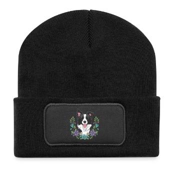Border Collie Floral Celebration - Recycled Patch Beanie - black - Front
