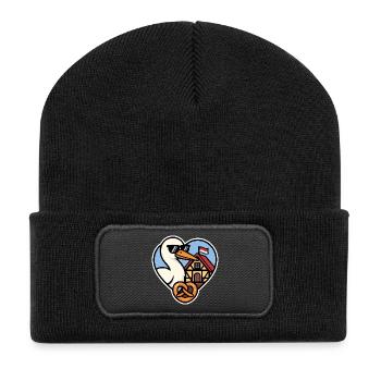 Alsace Cœur Cigogne et Bretzel  Fierté Alsacienne  - Beanie recyclé à patch - noir - Devant