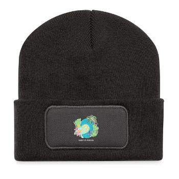 Lost in Waves – Tropical Surf Vibes Design - Recycelte Patch Beanie - Dunkelgrau - Vorne