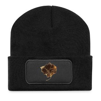 Elegant leaf - Recycled Patch Beanie - black - Front
