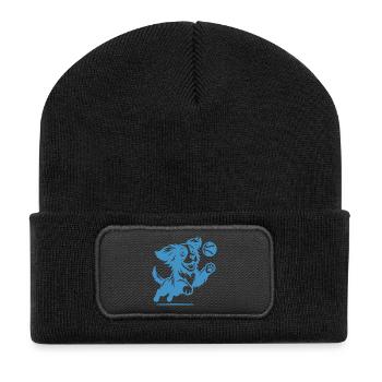 chien drôle avec boule, nez poilu ludique - Beanie recyclé à patch - noir - Devant