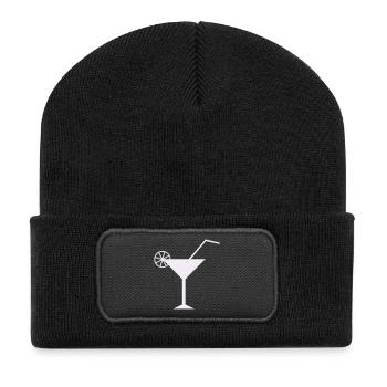 Elegant Zitronen Cocktail Design - Recycelte Patch Beanie - Schwarz - Vorne