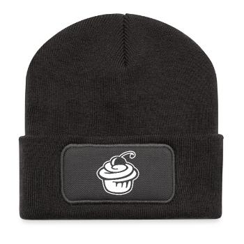 Cupcake Cherry – Gâteau sucré et plaisir de la fête - Beanie recyclé à patch - charbon - Devant