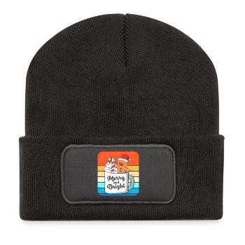 Lebkuchen Weihnachten Lebkuchenmann Gingerbread - Recycelte Patch Beanie - Dunkelgrau - Vorne