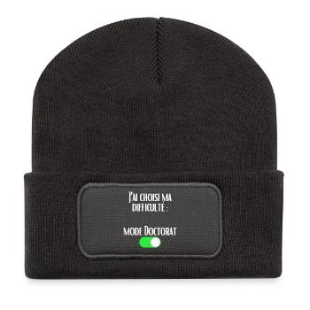 J'ai choisi ma difficulté Mode Doctorat activé - Beanie recyclé à patch - charbon - Devant