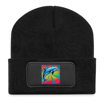 Delfin - Recycelte Patch Beanie - Schwarz - Vorne
