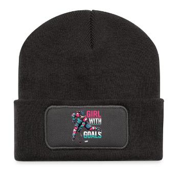 Mädchen Mit Zielen Hockey Frau - Recycelte Patch Beanie - Dunkelgrau - Vorne
