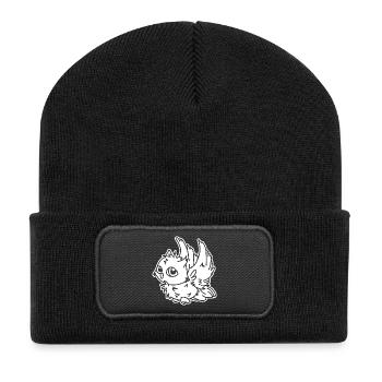 Hibou en vol – Motif hibou mystique oiseau de nuit - Beanie recyclé à patch - noir - Devant