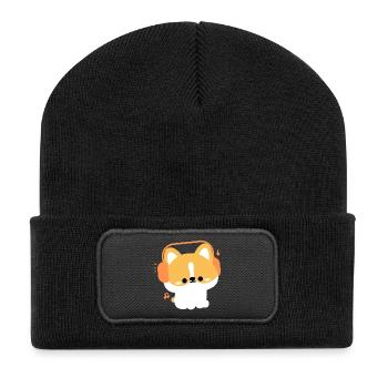 Casque Corgi - Beanie recyclé à patch - noir - Devant