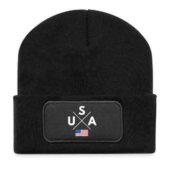 Logo de la croix des États-Unis - Beanie recyclé à patch - noir - Devant