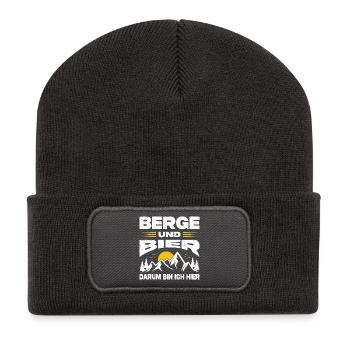 Wandern Sprüche Wanderer Wanderoutfits - Recycelte Patch Beanie - Dunkelgrau - Vorne