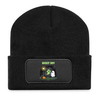 Ghost Boy Halloween Scene - Recycled Patch Beanie - black - Front