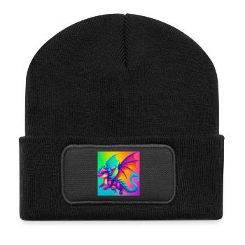 Drache - Recycelte Patch Beanie - Schwarz - Vorne